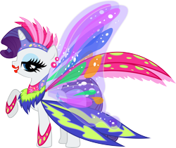 Size: 10894x9177 | Tagged: safe, artist:wictimcz, imported from derpibooru, rarity, pony, unicorn, sonic rainboom (episode), absurd resolution, butterfly wings, female, glimmer wings, heavy makeup, simple background, solo, transparent background, vector, wings