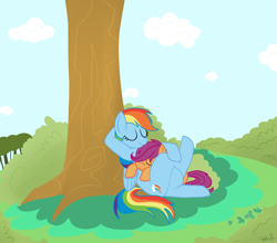 Size: 1347x1185 | Tagged: safe, artist:zombiethegreat, imported from derpibooru, rainbow dash, scootaloo, pegasus, pony, duo, scootalove, sleeping