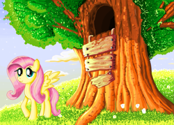 Size: 1357x972 | Tagged: safe, artist:shadowhuntercis, imported from derpibooru, fluttershy, tree