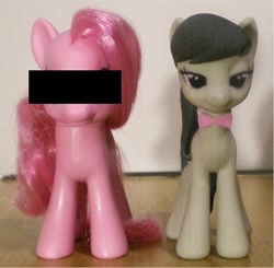 Size: 467x457 | Tagged: safe, artist:hashbro, imported from derpibooru, octavia melody, pinkie pie, earth pony, pony, 3d, 3d print, brushable, censored, irl, photo, toy