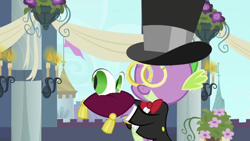Size: 640x360 | Tagged: safe, artist:capnpea, edit, edited screencap, imported from derpibooru, screencap, spike, dragon, a canterlot wedding, eyes, face swap, fimbriae, male, ring, solo, wat