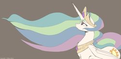Size: 1100x535 | Tagged: safe, artist:javanshir, imported from derpibooru, princess celestia, alicorn, pony, crown, female, jewelry, mare, necklace, regalia, simple background, solo