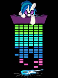 Size: 500x666 | Tagged: safe, artist:miikanism, imported from derpibooru, dj pon-3, vinyl scratch, pony, unicorn, background pony, bass guitar, drop the bass, equalizer, female, mare, musical instrument, pun, turntable, visual pun