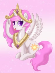 Size: 700x933 | Tagged: safe, artist:mel-rosey, imported from derpibooru, princess celestia, pony, female, filly, solo, tongue out