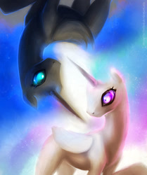 Size: 800x956 | Tagged: safe, artist:discordthetrollest, imported from derpibooru, nightmare moon, princess celestia, duality