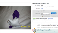 Size: 935x537 | Tagged: artist needed, safe, imported from derpibooru, rarity, ebay, filly, irl, photo, plushie, wat