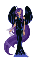 Size: 3793x5916 | Tagged: safe, artist:silverarrow87, imported from derpibooru, oc, oc only, oc:nyx, anthro, fanfic:past sins, anthro oc, collarbone, cutie mark, horned humanization, humanized, long hair, older, older nyx, signature, simple background, solo, transparent background, winged humanization