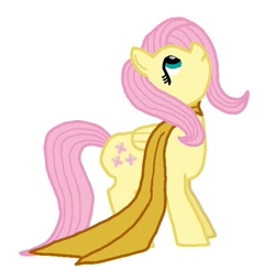 Size: 500x490 | Tagged: safe, imported from derpibooru, fluttershy, pegasus, pony, clothes, cyborg 009, female, folded wings, looking up, mare, profile, scarf, simple background, solo, standing, white background, wings