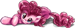 Size: 857x319 | Tagged: safe, artist:fizzy-dog, imported from derpibooru, pinkie pie, earth pony, pony, female, looking at you, lying, mare, on side, side, simple background, smiling, solo, transparent background