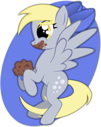 Size: 482x607 | Tagged: safe, artist:rhubarb-leaf, imported from derpibooru, derpy hooves, pegasus, pony, bow, female, food, hair bow, mare, muffin