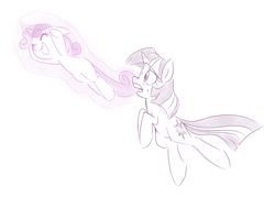 Size: 900x680 | Tagged: safe, artist:jessy, imported from derpibooru, sweetie belle, twilight sparkle, magic, sketch