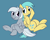 Size: 1280x1022 | Tagged: safe, artist:whatsapokemon, imported from derpibooru, silverspeed, sunshower raindrops, pegasus, pony, blue background, duo, female, folded wings, full body, hoof on head, looking at each other, mare, simple background, smiling, smiling at each other, tail, underhoof, wings
