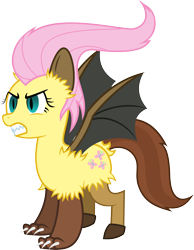 Size: 3881x5000 | Tagged: safe, artist:ambassad0r, imported from derpibooru, fluttershy, chimera, draconequus, series:magic is powerful, bat wings, draconequified, female, flutterequus, simple background, solo, species swap, transformed, transparent background