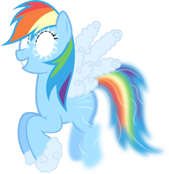 Size: 4850x5000 | Tagged: safe, artist:ambassad0r, imported from derpibooru, rainbow dash, air elemental, cloud pony, elemental, pegasus, pony, series:magic is powerful, absurd resolution, cloud wings, female, flying, glowing eyes, mare, simple background, solo, transformed, transparent background, white eyes