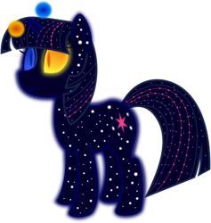 Size: 5692x6000 | Tagged: safe, artist:ambassad0r, imported from derpibooru, twilight sparkle, elemental, pony, series:magic is powerful, absurd resolution, ethereal mane, female, glowing eyes, heterochromia, moon, simple background, solo, starry body, starry mane, sun, the cosmos, transformed, transparent background
