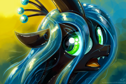 Size: 1200x800 | Tagged: safe, artist:kp-shadowsquirrel, imported from derpibooru, queen chrysalis, changeling, changeling queen, crown, female, jewelry, regalia, shiny, solo