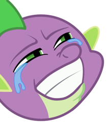 Size: 428x510 | Tagged: safe, imported from derpibooru, spike, big grin, crying, never ever, reaction image, simple background, vector, white background