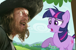 Size: 488x322 | Tagged: safe, imported from derpibooru, twilight sparkle, crossover, duo, fanfic, geoffrey rush, hector barbossa, pirates of the caribbean