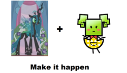 Size: 1159x670 | Tagged: safe, imported from derpibooru, queen chrysalis, exploitable meme, make it happen, meta, mimi, paper mario, super mario bros., super paper mario