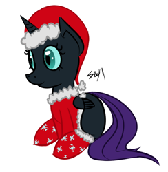 Size: 622x637 | Tagged: safe, artist:fribox, imported from derpibooru, oc, oc only, oc:nyx, alicorn, pony, christmas, duo, hat, nyxmas, santa hat