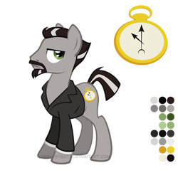 Size: 504x504 | Tagged: safe, artist:lissystrata, imported from derpibooru, doctor who, ponified, reference sheet, roger delgado, the master