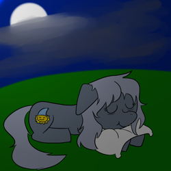 Size: 1000x1000 | Tagged: safe, artist:rapidstrike, imported from derpibooru, oc, oc only, oc:sleepyhead, pony, moon, pillow, sleeping, solo