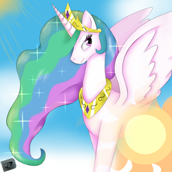 Size: 2000x2000 | Tagged: safe, artist:doomxwolf, imported from derpibooru, princess celestia, pony, female, high res, solo