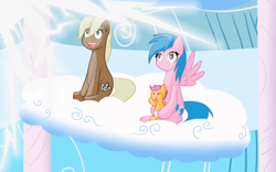 Size: 1280x800 | Tagged: safe, imported from derpibooru, firefly, scootaloo, oc, oc:sandy hooves, pony, ask pregnant scootaloo, g1, baby, baby pony, diaper, duo, foal, g1 to g4, g4, generation leap