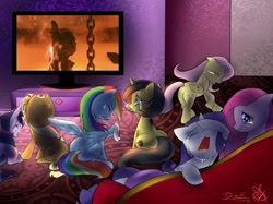 Size: 667x500 | Tagged: safe, imported from derpibooru, applejack, fluttershy, pinkie pie, rainbow dash, rarity, twilight sparkle, oc, oc:pauly sentry, earth pony, pegasus, pony, unicorn, crying, exploitable meme, mane six, meme, sad movie meme, terminator, terminator 2