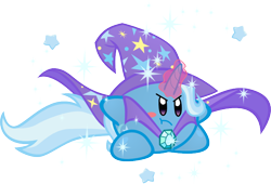Size: 738x501 | Tagged: safe, artist:jrk08004, imported from derpibooru, trixie, crossover, kirby, kirby (character), kirby (series), kirby trixie, kirbyfied, magic, nintendo, parody, puffball, simple background, species swap, stars, transparent background, video game