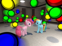 Size: 1024x768 | Tagged: safe, artist:pika-robo, imported from derpibooru, pinkie pie, rainbow dash, 3d, ball, gmod