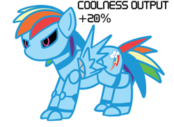 Size: 427x312 | Tagged: dead source, safe, artist:nidote-the-nidoran, imported from derpibooru, rainbow dash, pony, robot, robot pony, crossover, dashbot, metal dash, parody, rainbot dash, simple background, sonic the hedgehog (series), white background