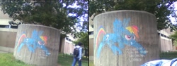 Size: 960x360 | Tagged: safe, imported from derpibooru, rainbow dash, chalk, graffiti, new york college, photo