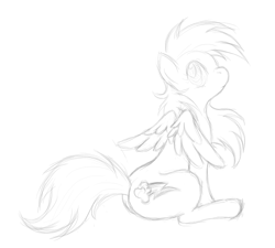 Size: 900x810 | Tagged: safe, artist:hopeaham, imported from derpibooru, rainbow dash, pegasus, pony, female, mare, simple background, sitting, sketch, solo, white background