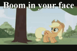 Size: 480x320 | Tagged: safe, edit, edited screencap, imported from derpibooru, screencap, applejack, animated, bucking, female, reaction image
