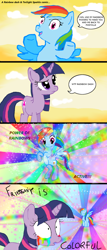 Size: 900x2097 | Tagged: safe, artist:rainbowdashplz, imported from derpibooru, rainbow dash, twilight sparkle, color, comic, wat
