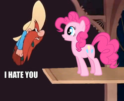 Size: 640x524 | Tagged: safe, imported from derpibooru, pinkie pie, caption, crossover, looney tunes, merrie melodies, yosemite sam