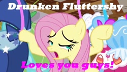 Size: 640x360 | Tagged: safe, imported from derpibooru, fluttershy, pegasus, pony, drunk, drunkershy, female, mare, solo