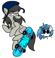 Size: 850x904 | Tagged: safe, artist:ghost, imported from derpibooru, dj pon-3, octavia melody, vinyl scratch, skateboard