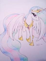 Size: 480x640 | Tagged: safe, artist:prettypinkpony, imported from derpibooru, princess celestia, pony, female, solo, traditional art