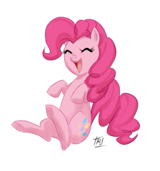 Size: 535x568 | Tagged: safe, artist:kathrynlayno, imported from derpibooru, pinkie pie, earth pony, pony, cute, diapinkes, eyes closed, female, happy, mare, open mouth, simple background, smiling, solo, underhoof, white background