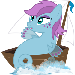 Size: 3000x3000 | Tagged: safe, artist:sunley, imported from derpibooru, seawinkle, pony, sea pony, boat, female, g1, g1 to g4, g4, generation leap, high res, mare, sailboat, simple background, solo, transparent background, vector