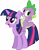 Size: 5560x7160 | Tagged: safe, artist:almostfictional, imported from derpibooru, spike, twilight sparkle, unicorn, absurd resolution, happy, riding, simple background, spike riding twilight, transparent background, unicorn twilight, vector, waving