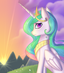 Size: 963x1100 | Tagged: safe, artist:stalkerpony, imported from derpibooru, princess celestia, alicorn, pony, female, frown, mare, solo