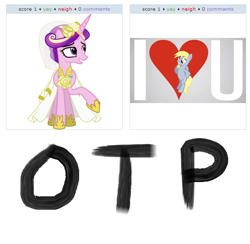 Size: 540x528 | Tagged: safe, imported from derpibooru, derpy hooves, princess cadance, pegasus, pony, exploitable meme, female, juxtaposition, juxtaposition win, mare, meta, otp