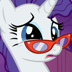 Size: 250x250 | Tagged: safe, imported from derpibooru, screencap, rarity, pony, unicorn, animated, eye twitch, female, glasses, mare, open mouth, solo