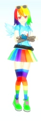 Size: 684x2000 | Tagged: safe, imported from derpibooru, rainbow dash, human, 3d, clothes, female, humanized, rainbow, simple background, skirt, solo, white background, winged humanization