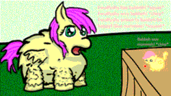 Size: 640x358 | Tagged: safe, artist:fillialcacophony, imported from derpibooru, fluffy pony, fluffy pony foal, fluffy pony mother, fluffyshy, gif, non-animated gif