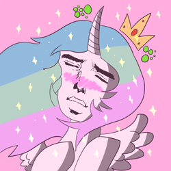 Size: 720x720 | Tagged: safe, imported from derpibooru, princess celestia, human head pony, original species, drunk, male, solo, yaranaika