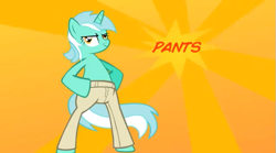 Size: 635x352 | Tagged: safe, imported from derpibooru, lyra heartstrings, animated, clothes, female, i like pants, lyra doing lyra things, pants, youtube